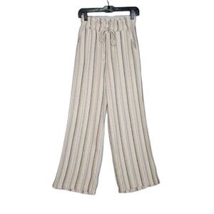 Love Tree Linen Blend Striped Wide Leg Pull On Pants Womens Small Boho Hippie